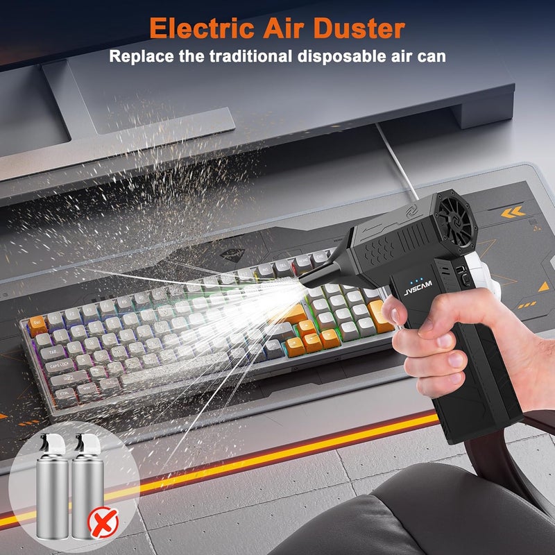 JVSCAM X3 Compressed Air Duster - Electric Air Duster with Brushless Motor,3 Gear Adjustable - mini Snow Blower- Rechargeable Air Duster for PC, Keyboard, Car,Outdoors,Home,Snow and Leaves Clearing - Image 3